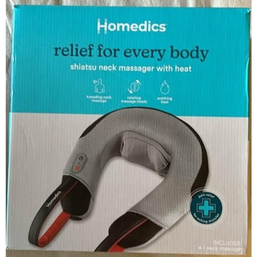 Neck Instant Relief Massager Vibration & Shiatsu Heat Option Portable Motion NIB